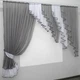 Кухонный комплект VR-Textil № 070к шторка с ламбрекеном серый с белым 200х170 см (50-249) - изображение 1