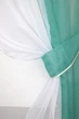 Кухонные шторы VR-Textil № 090к с ламбрекеном и подвязками бирюзовый с белым 280х170 см (50-309) - изображение 3