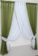 Кухонные шторки VR-Textil № 096к с подвязками оливковый с белым 400х170 см (50-804) - изображение 1