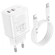 Зарядне мережеве BOROFONE BN9 Reacher (2/PD 35W) Lightning - Type-C Білий - зображення 3
