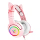 Наушники - с ушками кота ONIKUMA Gaming Cat Ear K9 7.1 розовые с подсветкой - изображение 1