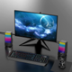 Комп'ютерні колонки з RGB підсвічуванням HOCO Rhythmic Spectrum desktop speaker (10W, AUX, Mic). Black - зображення 2