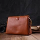 Жіноча шкіряна сумка Vintage руда 23x17x8 см мала на три відділення через плече 60757 - зображення 9