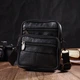 Мужская сумка на пояс через плечо из натуральной кожи Vintage черного цвета малый городской и деловой стиль (bg214fash83) - изображение 8