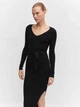Платье вязаное миди осеннее женское Mango Goletabs 57043802-99 S (8445922697303) - изображение 3