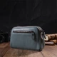 Модная сумка-клатч в стильном дизайне из натуральной кожи 22087 Vintage Серо-голубая - изображение 8