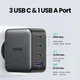 Сетевое зарядное устройство Ugreen CD226/40747 1xUSB-A 3xUSB-C QC4.0 100W GaN Tech Fast Black - изображение 2