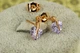 Серьги гвоздики Xuping Jewelry лиловый фианит в форме сердечка 10 мм золотистые - изображение 1