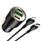 Автомобильное зарядное устройство для телефона Hoco N26 2×Type-C, USB-A Black (6931474765192) - изображение 2
