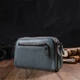 Модная сумка-клатч в стильном дизайне из натуральной кожи 22087 Vintage серо-голубая - изображение 7