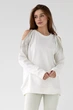 Женская кофта oversize с вырезами на плечах Lurex Молочный One Size (8023-2) - изображение 1