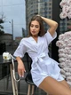 Женский костюм лен COSY Lotos кимоно и шорты L-XL белый KS01W - изображение 5