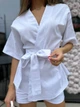 Женский костюм лен COSY Lotos кимоно и шорты L-XL белый KS01W - изображение 7