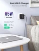 Сетевое зарядное устройство Ugreen CD224 65W USB + 3xType-C PD GaN Charger (Black) - изображение 2