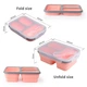 Универсальный складной Ланч Бокс на 3 секции со столовым прибором collapsible silicone lunch box Розовый - изображение 4