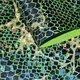 Замша искусственная зеленая с перламутровой чешуей и коричневыми разводами ш.140 (20625.001) - изображение 2
