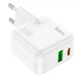 Сетевое зарядное устройство Hoco C111A Lucky dual-port PD30W+QC3.0 charger (EU) White - изображение 2