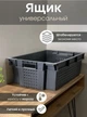 Ящики для хранения пластикові харчові перфоровані для овочів фруктів молока 600х400х200 черный - зображення 1