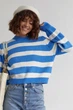 В'язаний джемпер oversize в смужку - синій колір, розмір S - изображение 5