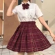 Бантик в стиле аниме в клетку бордовый One Size - изображение 2
