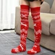 Гольфы новогодние вязаные с оленями красные One Size - изображение 1