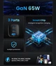 Сетевое зарядное устройство Asometech GaN 65W 1USB+2Type-C Fast Charger Black - изображение 3