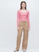 Лонгслив длинный женский Uniqlo 496017570 XL Розовый (1159786391) - изображение 3