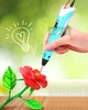 Детская 3D Pen-3 ручка для рисования пластиком с LCD-дисплеем NAZIM с трафаретами и 3D шаблонами, голубая - изображение 8