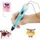 Детская 3D Pen-3 ручка для рисования пластиком с LCD-дисплеем NAZIM с трафаретами и 3D шаблонами, голубая - изображение 9