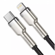 Кабель Baseus Cafule Metal Type-C to Lightning PD 20W (0.25m) Black (CATLJK-01) - изображение 4