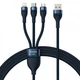 Кабель Baseus Flash Series 2 3-in-1 (Micro USB+Lightning+Type-C) 100W 1.2m Blue (CASS030003) - зображення 1