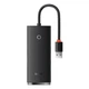 HUB Baseus Lite Series 4-in-1 USB-A to USB 3.0*4 (0.25m) Black (WKQX030001) - изображение 1
