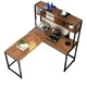 Дизайнерський Письмовий комп'ютерний стіл з полицями Loft Design 120x120x150h Чорний/Дерево ATL709 - зображення 2