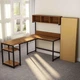 Дизайнерский Письменный компьютерный стол с полками Loft Design 160x120x150h Черный/Дерево ATL711 - изображение 2