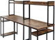 Дизайнерский Письменный компьютерный стол с полками Loft Design 240x60x160h Черный/Дерево ATL722 - изображение 4