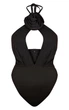 Боди однотонный с цветком спереди PrettyLittleThing Черный 11021 L (46) - изображение 5