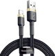 Кабель зарядки Baseus Cafule Cable для Apple Lightning to USB для IOS устройств iPhone/iPad 2.4 A 1 M Black+Gold - изображение 5