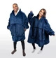 Плед толстовка двухсторонняя халат с капюшоном и рукавами флисовый Huggle Hoodie Blanket 3-в-1 Унисекс Синий One Size (D-2019091215) - изображение 9