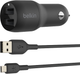 Ładowarka samochodowa Belkin Dual USB-A 1M PVC A-mUSB 24W czarna (CCE002BT1MBK) - obraz 1