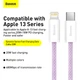 Кабель Baseus 2м Lightning - Type-C 22.5W 480 Мбит/с для Быстрой Зарядки Power Delivery (PD) USB-C на Apple 8 Pin Фиолетовый - изображение 7