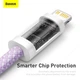 Кабель Baseus 2м Lightning - Type-C 22.5W 480 Мбит/с для Быстрой Зарядки Power Delivery (PD) USB-C на Apple 8 Pin Фиолетовый - изображение 10