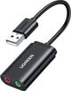 Звуковая карта Ugreen USB - 2x 3.5мм minijack с поддержкой микрофона 16 бит/48 кГц TRS Наружный Адаптер AUX 3-пиновый Черный - изображение 9