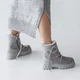 Женские зимние ботинки MYZ 0071 GRAY из натуральной серой кожи и замши. Размер 37 - изображение 2