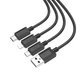 Кабель для заряджання телефону 3 в 1 Micro USB+Type-C+Lightning 3 in 1 Hoco Original Series 1M 2A для iOS/Android/Samsung/iPhone/Xiaomi/Huawei/Meizu. Black - зображення 2