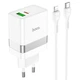 Зарядне мережеве HOCO N21 Topspeed PD+QC3.0 30W (1USB 3A) Lightning-Type-C Білий - зображення 1