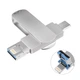 Флешка 3в1 128ГБ Lightning USB Type-C для Apple iPhone iPad, компьютера, ноутбука, металлическая двухсторонняя - изображение 1