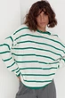 Жіночий джемпер у смужку в стилі casual one size біло-зелений (01405) - зображення 3