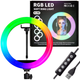Кольцевая LED RGB лампа 33см, от USB, с держателем для телефона, MJ33 - изображение 1