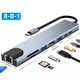 USB Type-C Переходник Хаб концентратор 8 в 1 HDMI SD TF RJ45 для Windows Android OTG Macbook type с адаптером тайп си для ноутбука макбука смартфона планшета пк разветвитель подключения флешки мышки клавиатуры - изображение 3