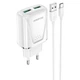 Сетевое зарядное устройство СЗУ Borofone BA54A Wide road QC3.0 (2USB) + Type-C Белый - изображение 1